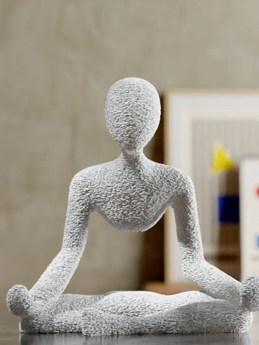 3D Printed Black Phone Stand Meditation Yoga Statue Phone Holder Desk